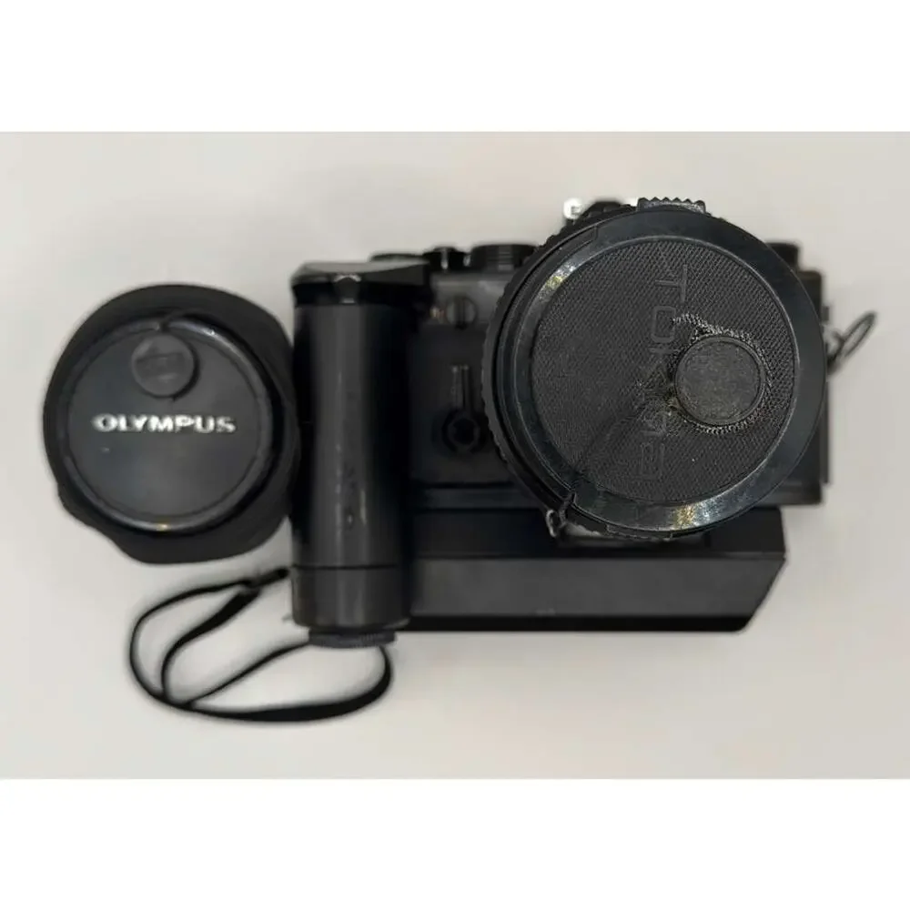 Olympus OM-1 35mm Film Camera w/ Tokina 35-105mm Lens Winder Case Tested Works